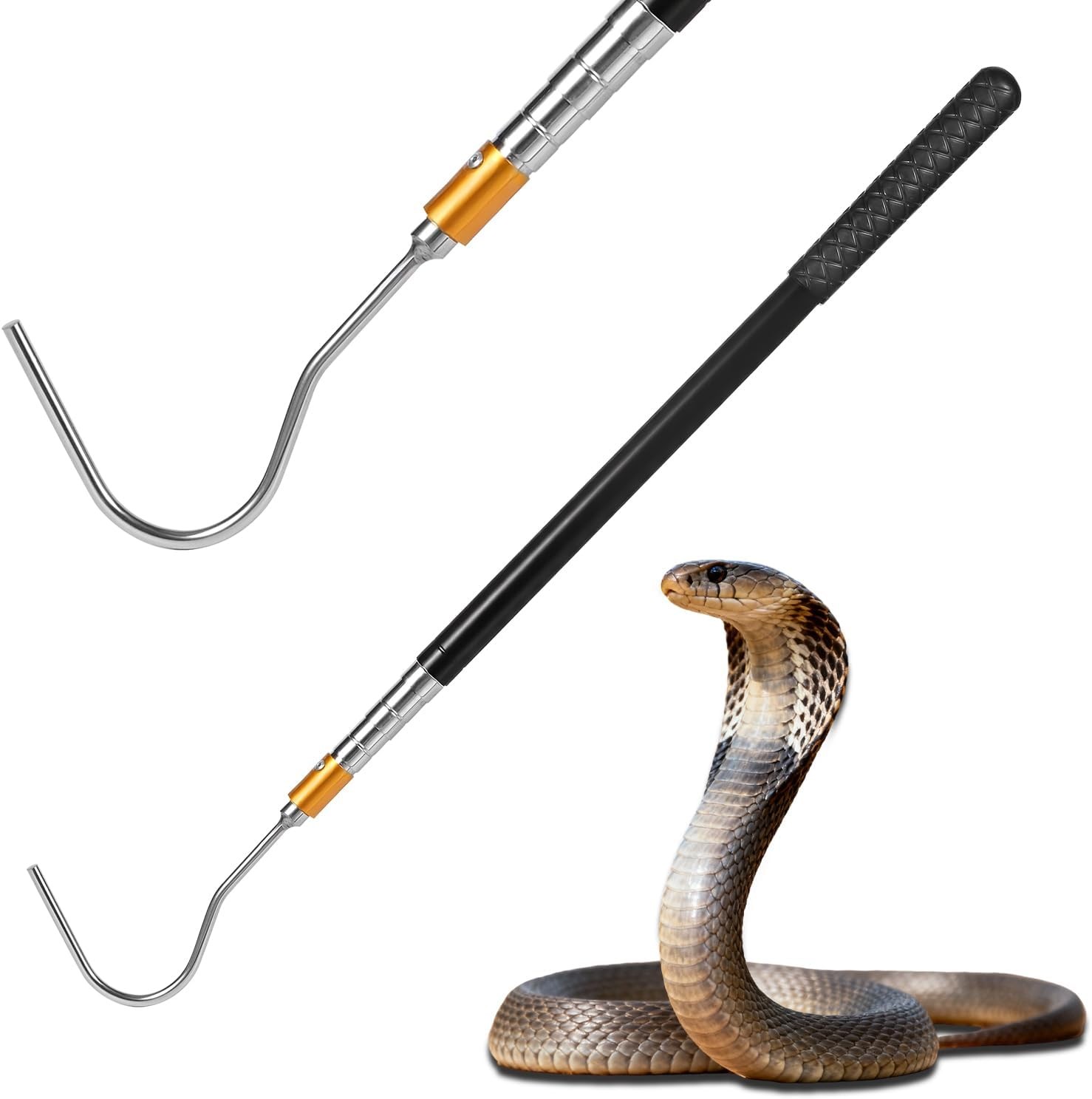61 inch Snake Hook, Professional Reptile Catcher Handling Tool, Stainless Steel