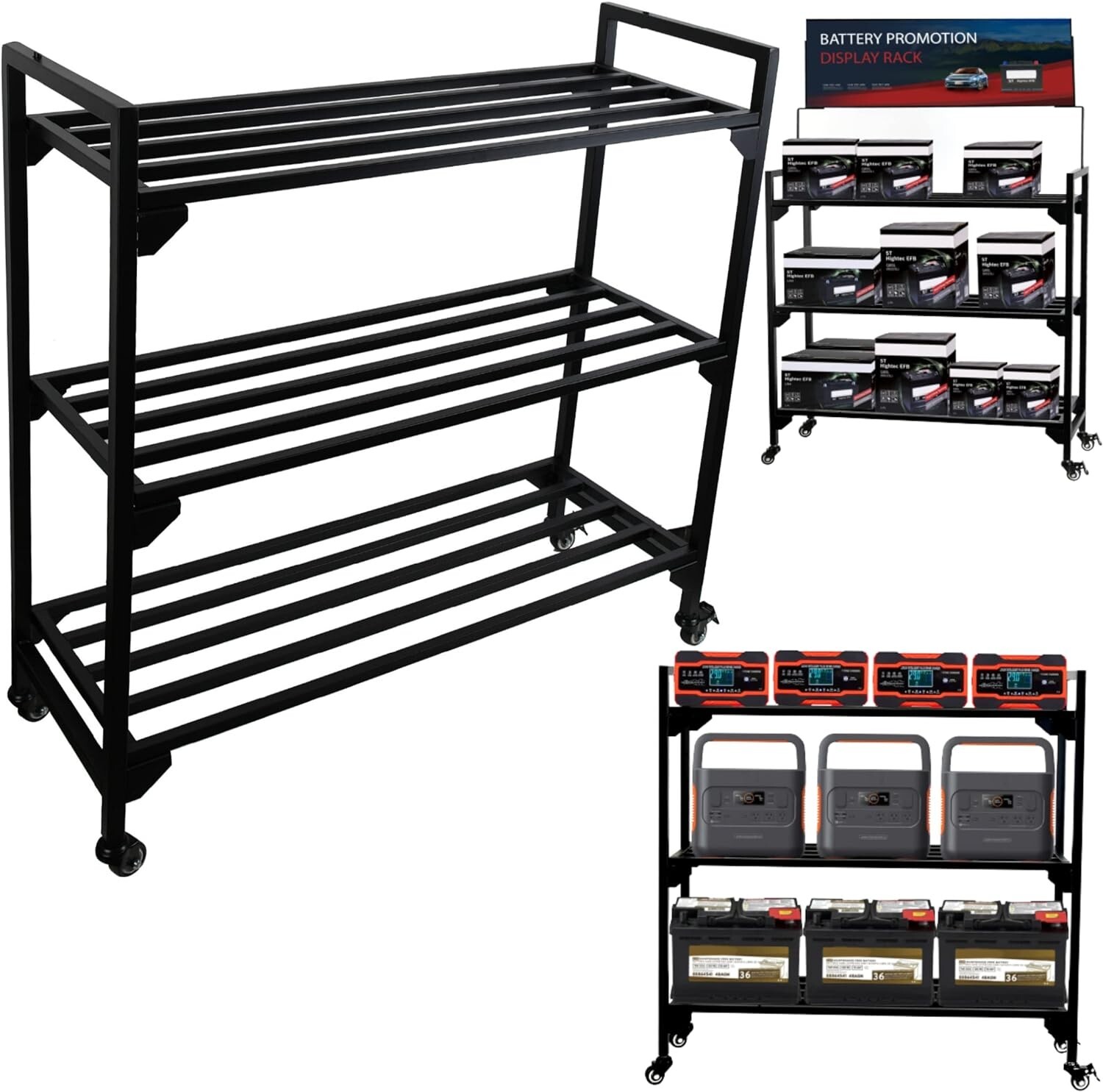 Battery Rack Car Storage Battery Holder Display Rack Storage Shelf Garage Works