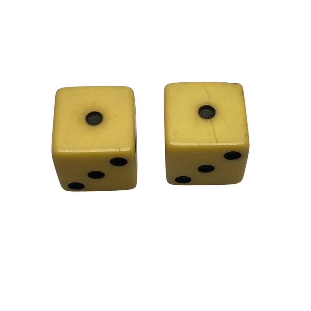 Bakelite Dice Pair Butterscotch 5/8" Backgammon Board Game Set Vintage