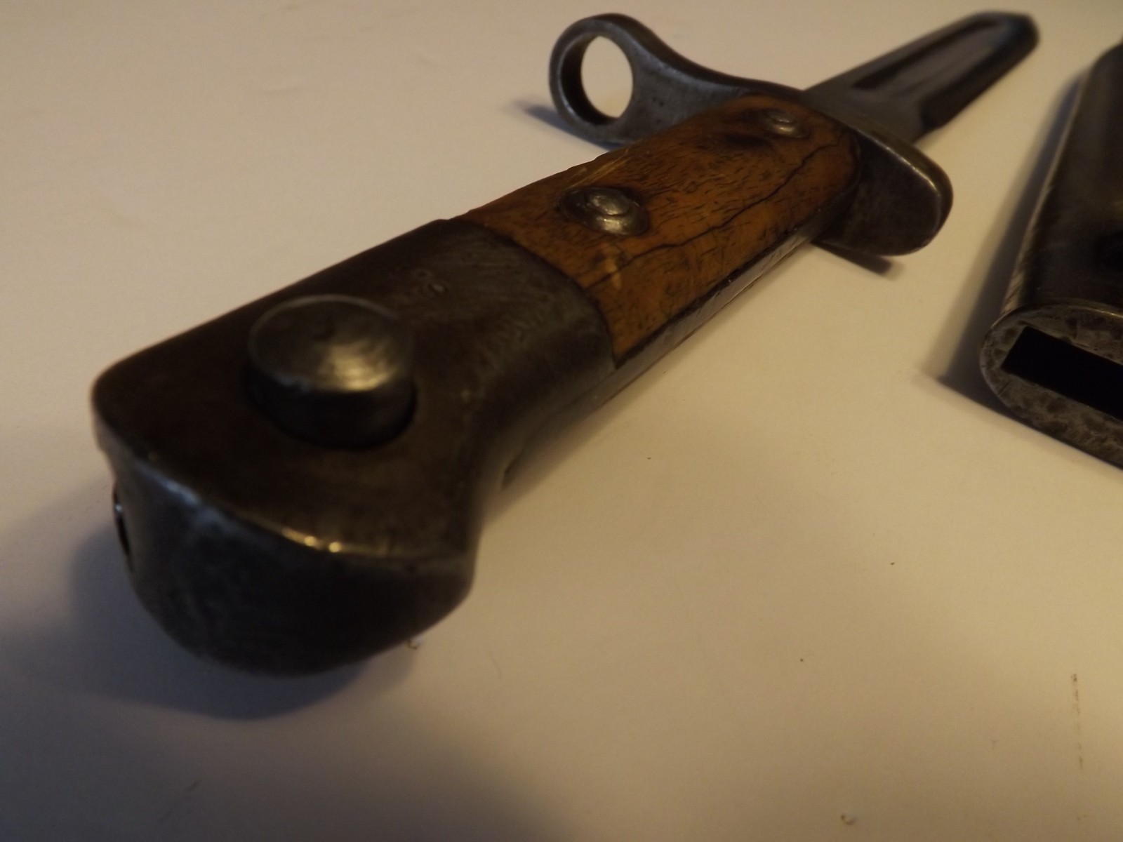 Vintage WWII M-1935 Turkish Mauser Bayonet with Metal Scabbard-VG