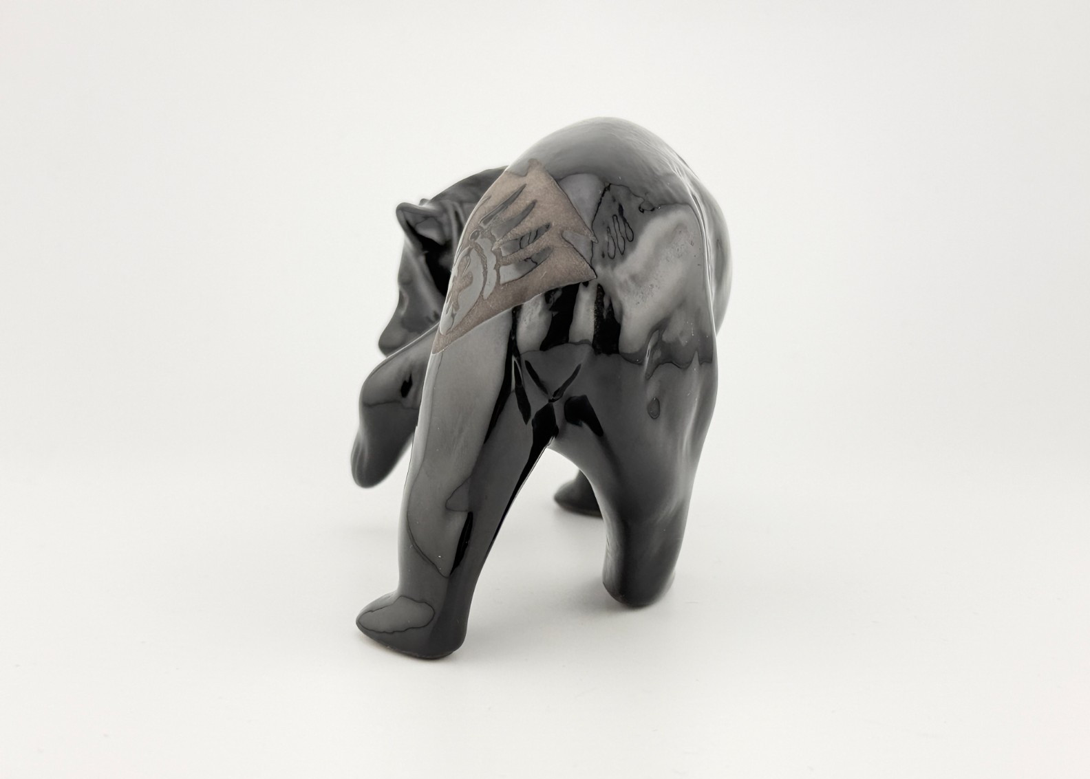 Maria Adelicia Native American San Juan Pueblo Black on Black Ceramic Bear