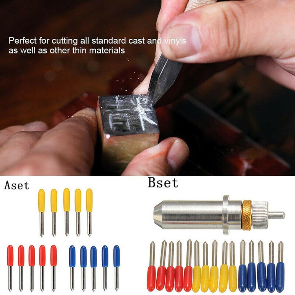 Graphtec Blade Holder + 15Pcs 30° 45° 60° Blades Vinyl Cutter Cutting Plotter