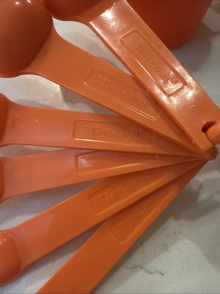 Tupperware Measuring Cups & Spoons Set Vintage Orange Missing 1/3 Cup