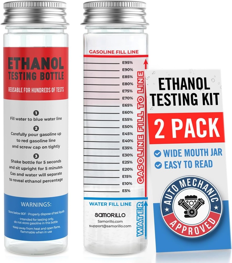 [2-Pack] Reusable Ethanol Testing Kit - Wide Mouth Fuel Test Bottle for E85...