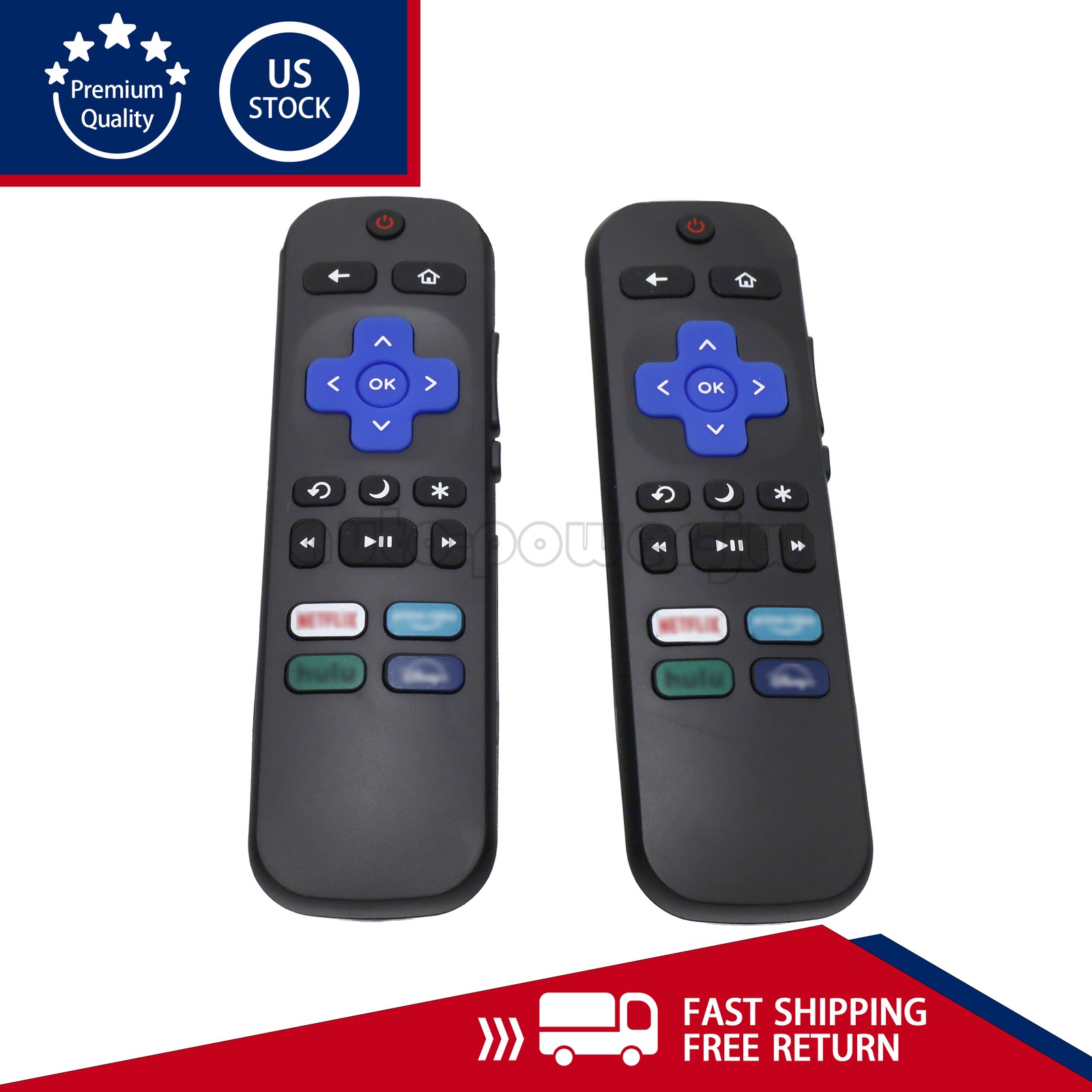 2x Remote Control Replacement For All TCL Hisense Onn Roku TV