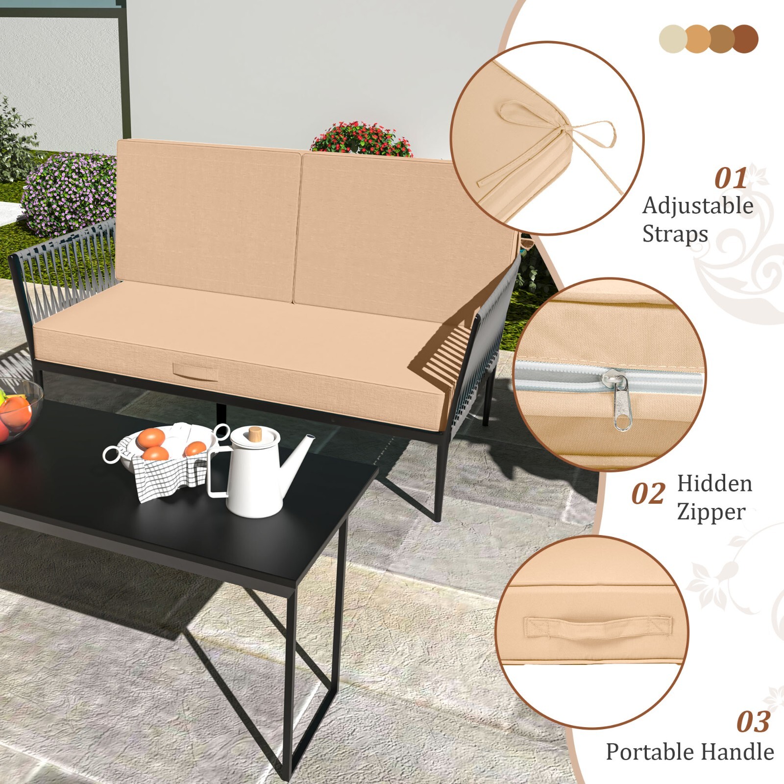 Outdoor Loveseat Cushions for Patio Furniture 46 x 24 Inch Deep Seat Cushion