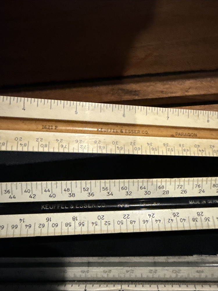 Keuffel Esser Co Drafting Ruler Paragon Triangular Vintage Assorted Lot Boxwood