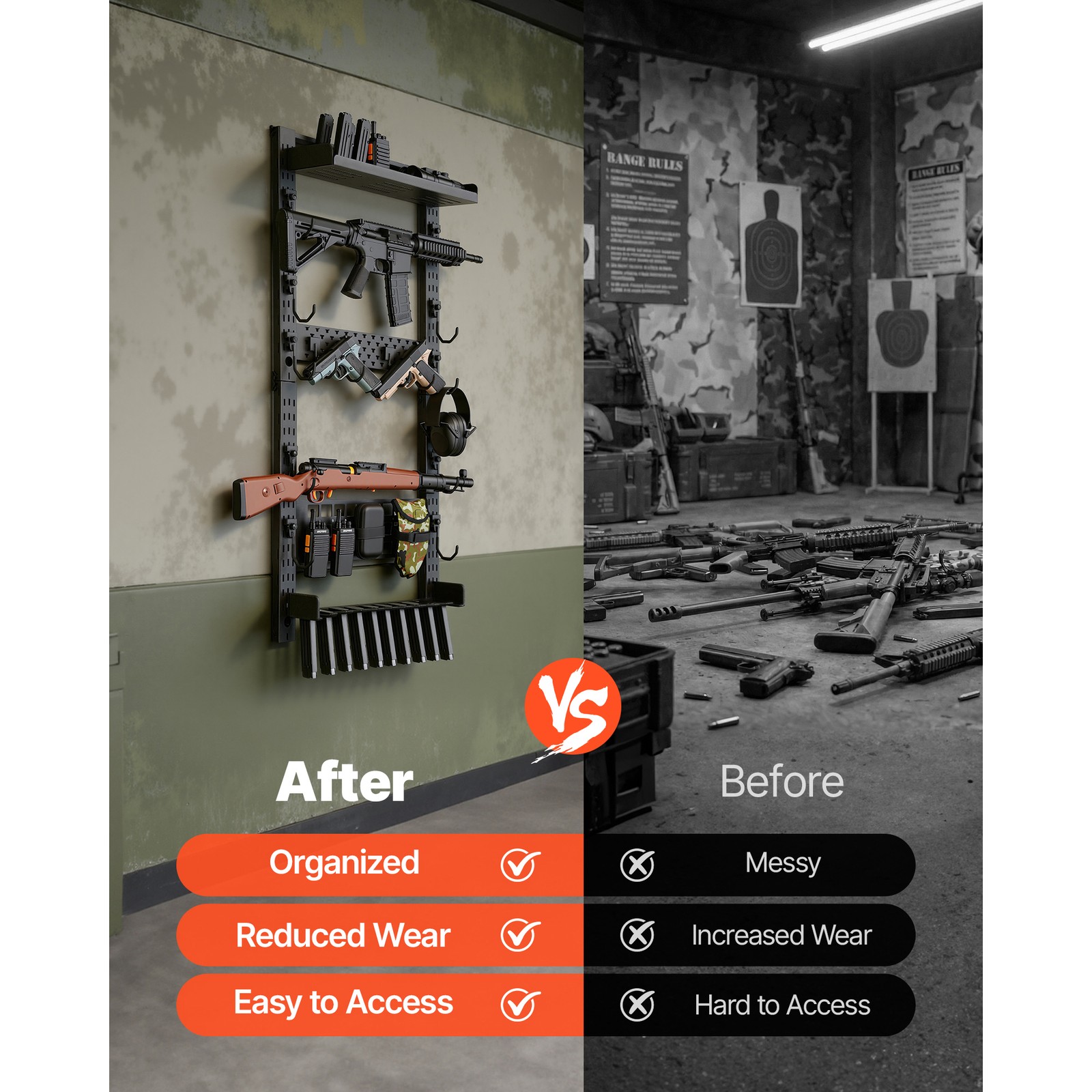 Uimoso Steel Wall Mount Gun Rack for Rifles, Shotguns, and Tactical Gear Storage