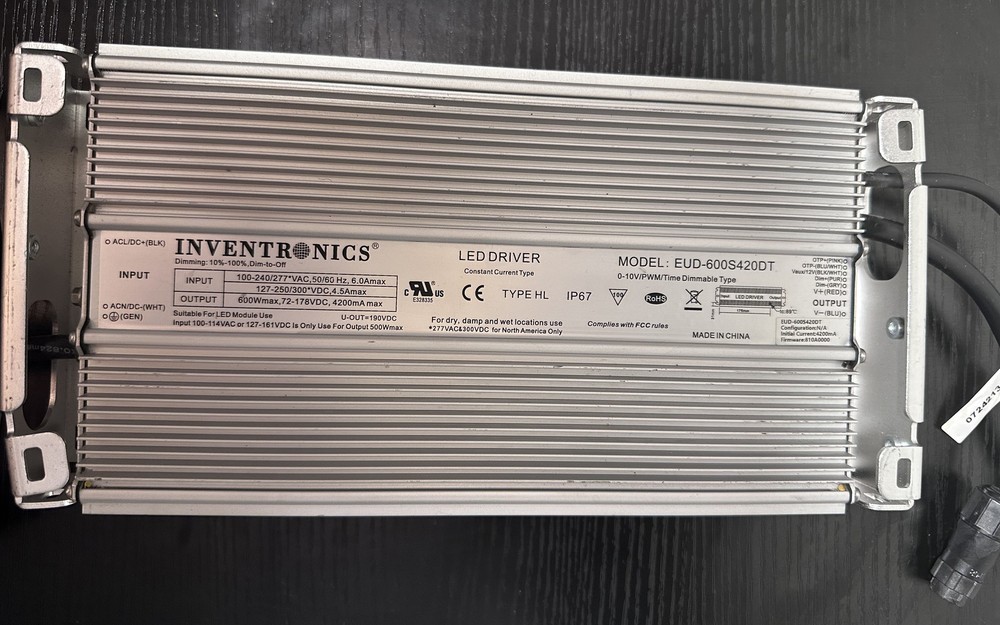 EUD-600S420DT Inventronics Programmable Constant Current LED Driver -600W 4200mA