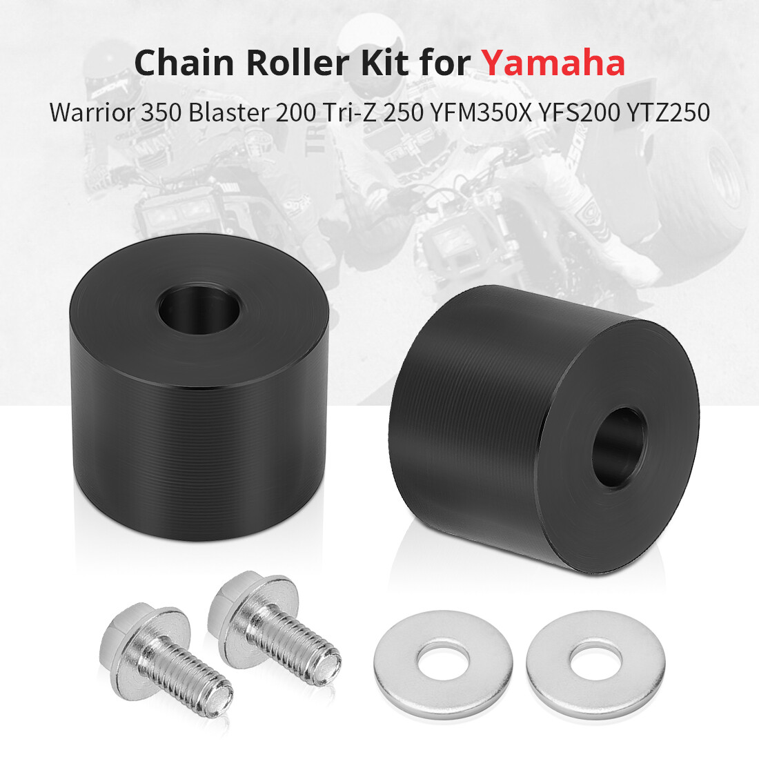 For Yamaha Warrior YFM350 Upper Lower Chain Roller Set Kit Black 30X-22178-00-00