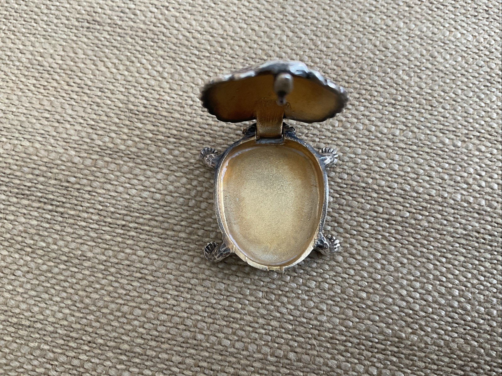 Antique Blackinton Sterling Turtle Pill Box - Gold Wash Inside - GreatCondition!