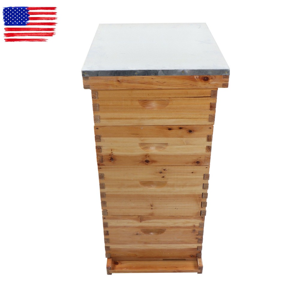Bee Hive Beeswax Coated Includes Beehive Frames and Foundations 4 Layer 10-Frame