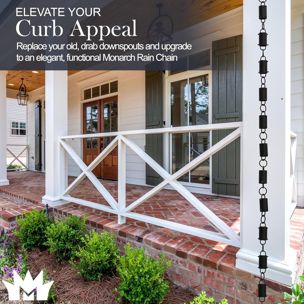 Expandable 8.5 ft Rain Chain with Triangular Hanger – Modern Gutter Alternative