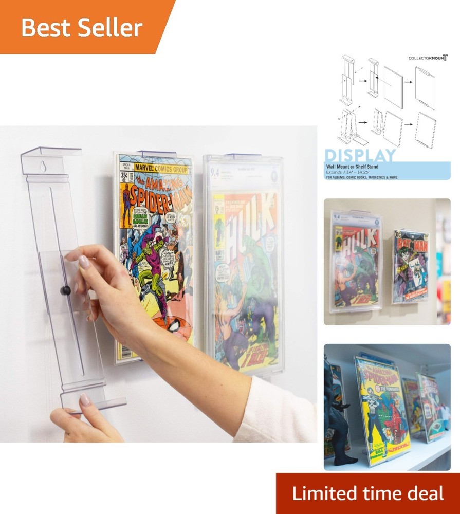 Versatile Clear Comic Book Display with Adjustable Wall Mount - Bronze Finish