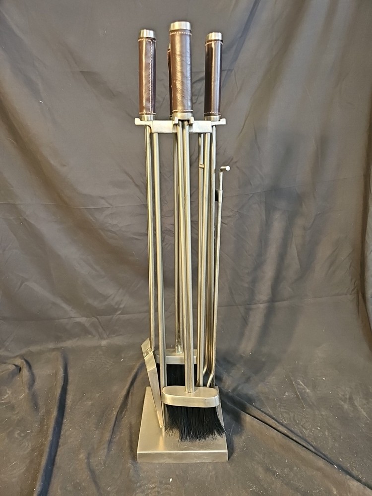 VTG Fireplace Tool Set Chrome 4pc. Heavy Set