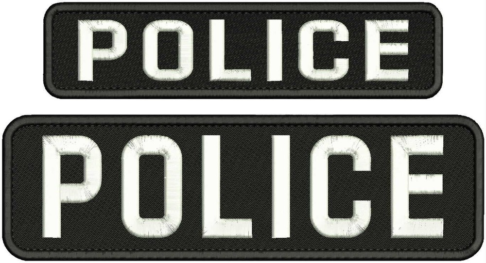 POLICE  EMB PATCH 3X11 AND 2X9  HOOK ON BACK BLK/WHITE