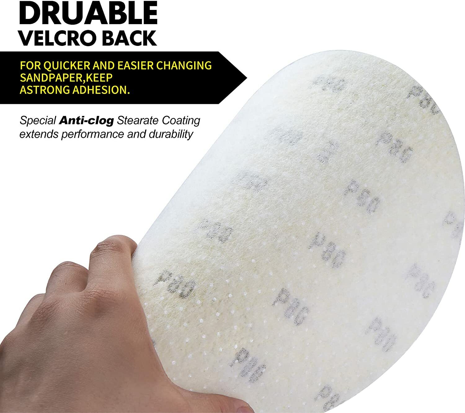 SATC 5PCS 9"(225mm) Sanding Disc Multi-Hole Hook&Loop Drywall Sander Paper P80