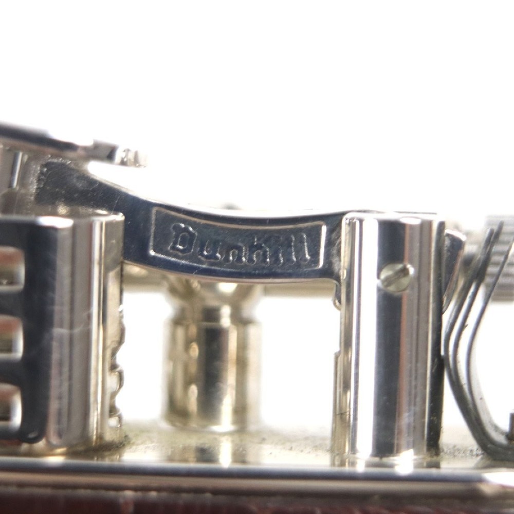 Working Dunhill Tabletop oil lighter brown silver Crocodile Unique without box