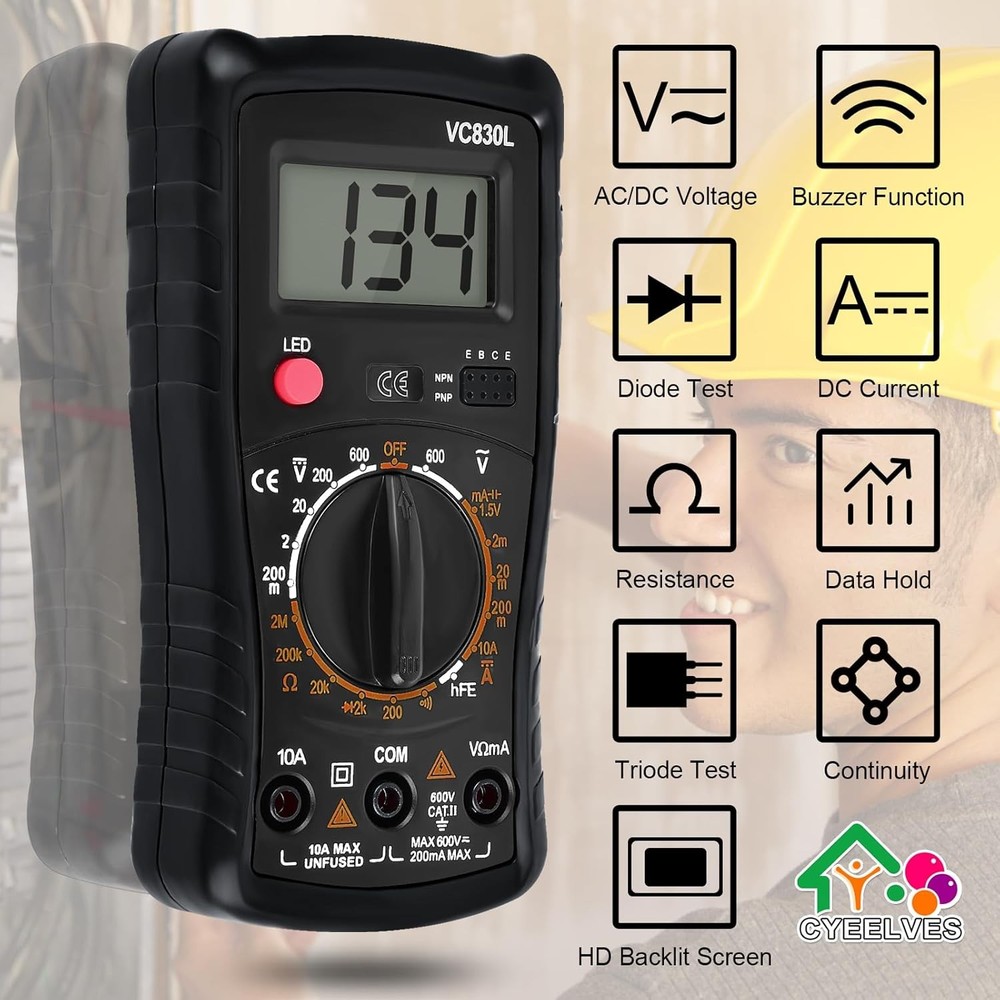 Digital Multimeter Tester with Ohm Volt Amp & Resistance Diode Voltage Tester