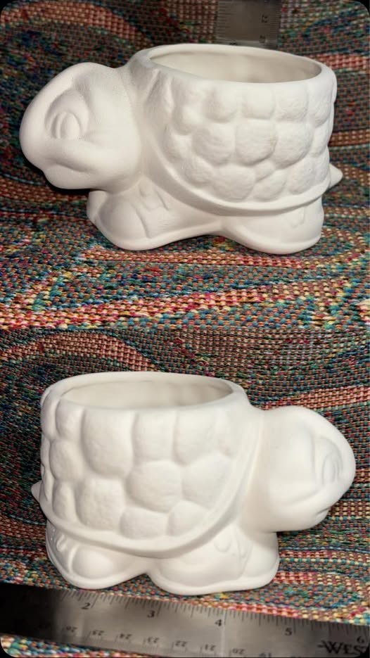 Small Turtle Planter/Candle Holder  Ceramic Bisque   Ready to Paint