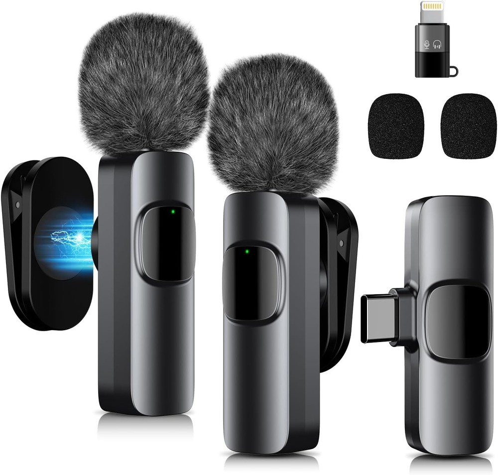 Wireless Lavalier Microphone with Magnetic Clip, Mini Mic for iPhone Android,...