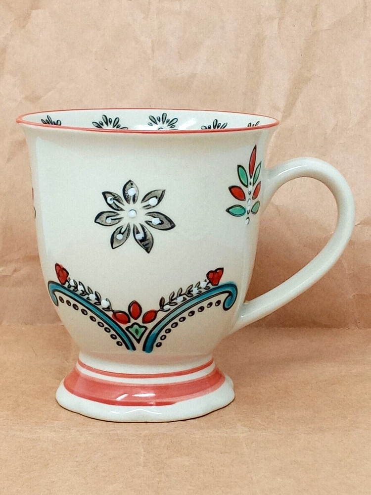 Royal Yokohama Studio Miyabi Coffee Cup Mug Floral Embossed Footed EUC boho