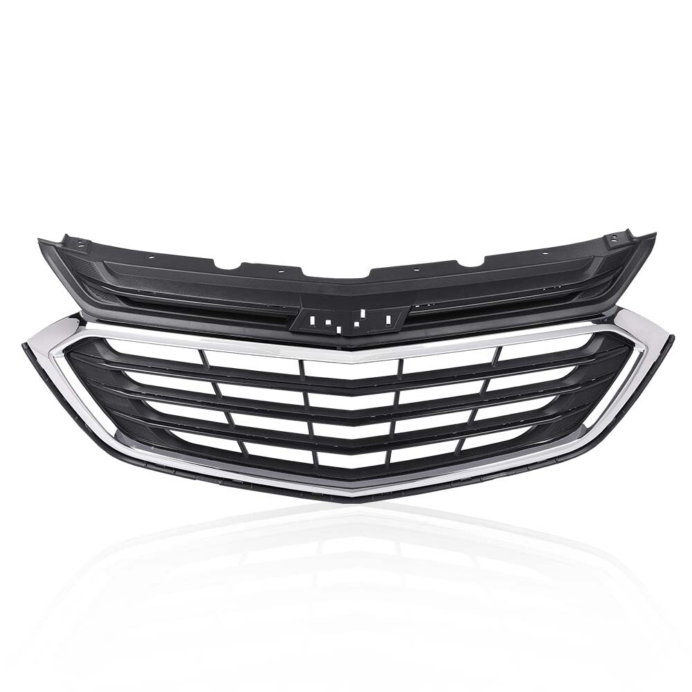 Fit For 18-21 Chevrolet Equinox Front Bumper Upper Grille Grill w/ Chrome Trim