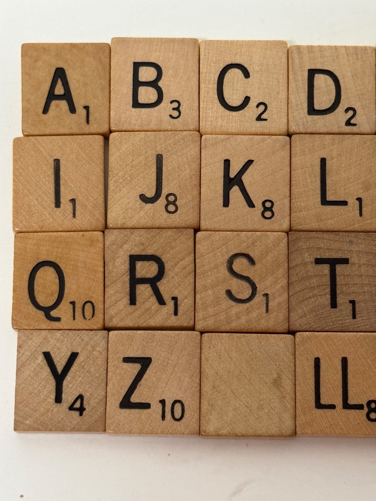 Single Individual AUTHENTIC Tan Wood Scrabble Tiles Engraved Black Letter Crafts