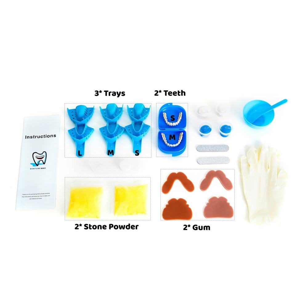 DIY Denture Kit with Impression(2 Sets of False Teeth),Do-It-Yourself Denture...