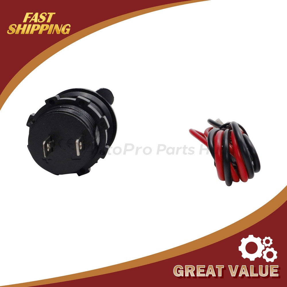 12V Cigarette Lighter Socket Power Outlet Socket Receptacle ATV Motorcycle Car
