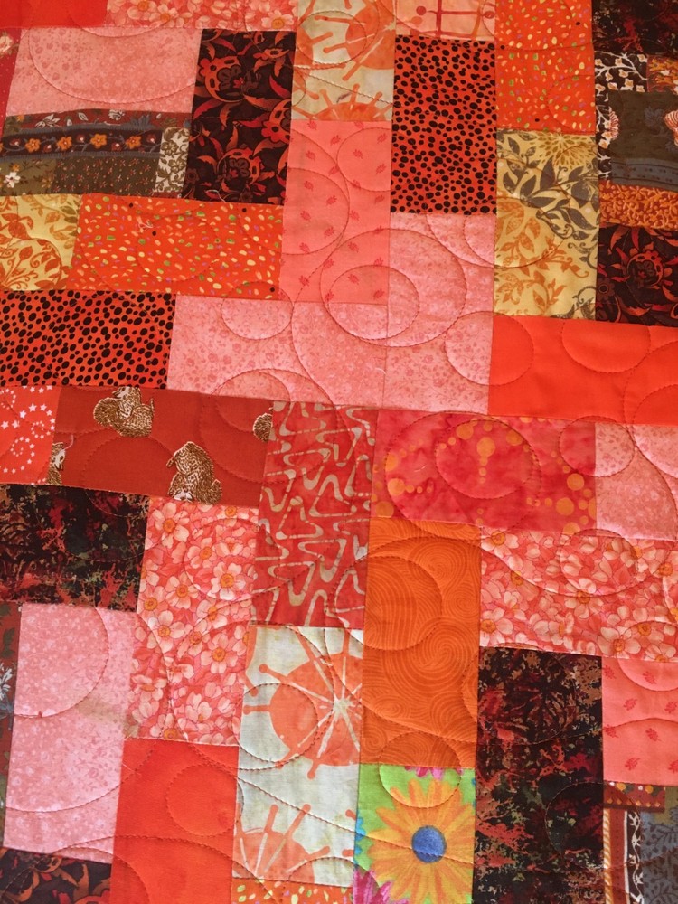 Orange & Black QUILT patchwork, Queen/ King size 91" X 102"