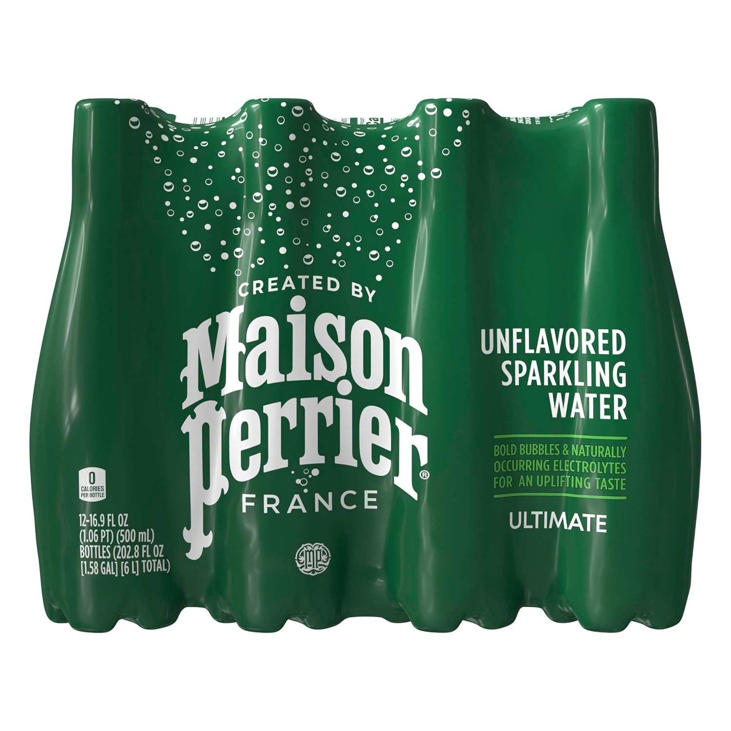 Maison Perrier Ultimate Sparkling Water, 16.9 Fl Oz Plastic Water Bottles, 12 Co