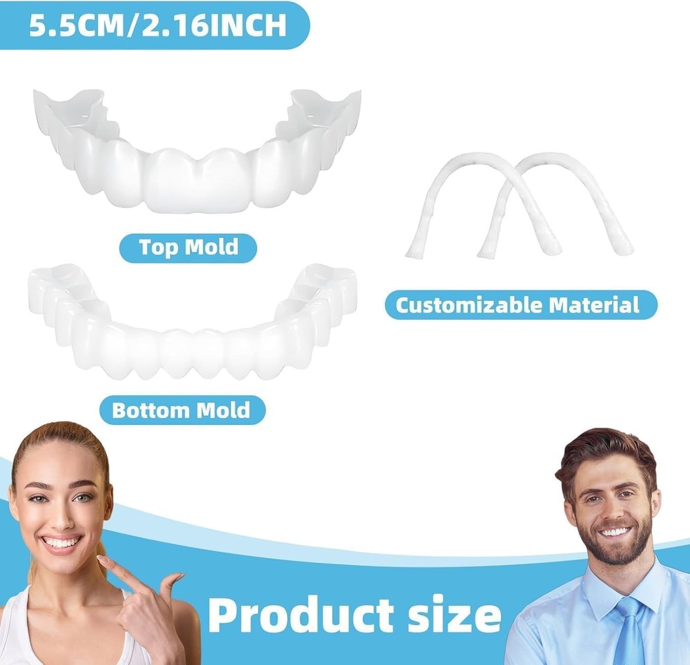 Snap on Veneers Teeth for Women and Men, Temporary Dentures False Teeth, Nature