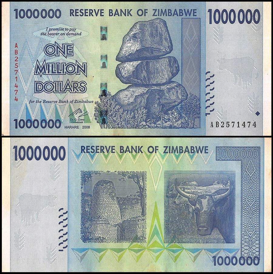 Zimbabwe 1 Million Dollars, 2008, P-77, Used