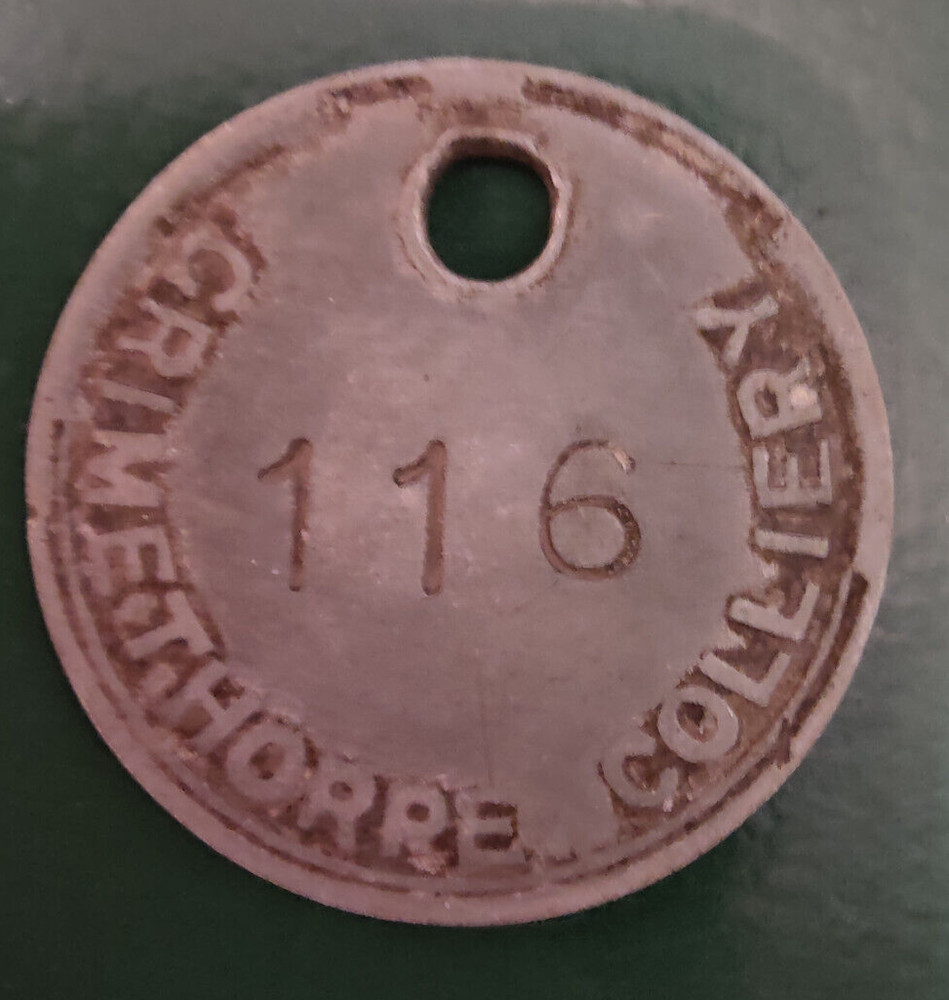 GRIMETHORPE Colliery Pit Check Tally - marked GRIMETHORPE COLLIERY 116