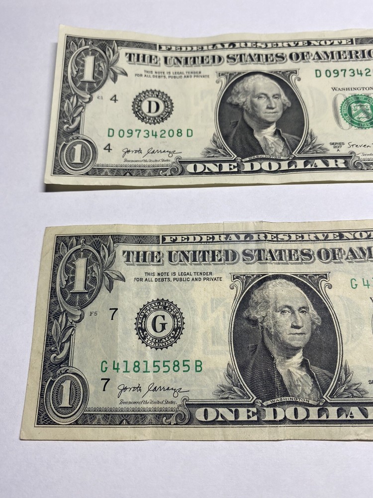 offset printing error/misprint dollar bill (see through double/both sides)