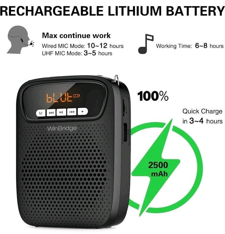 Portable Voice Amplifier Wireless & Wired Headset Microphone Speaker