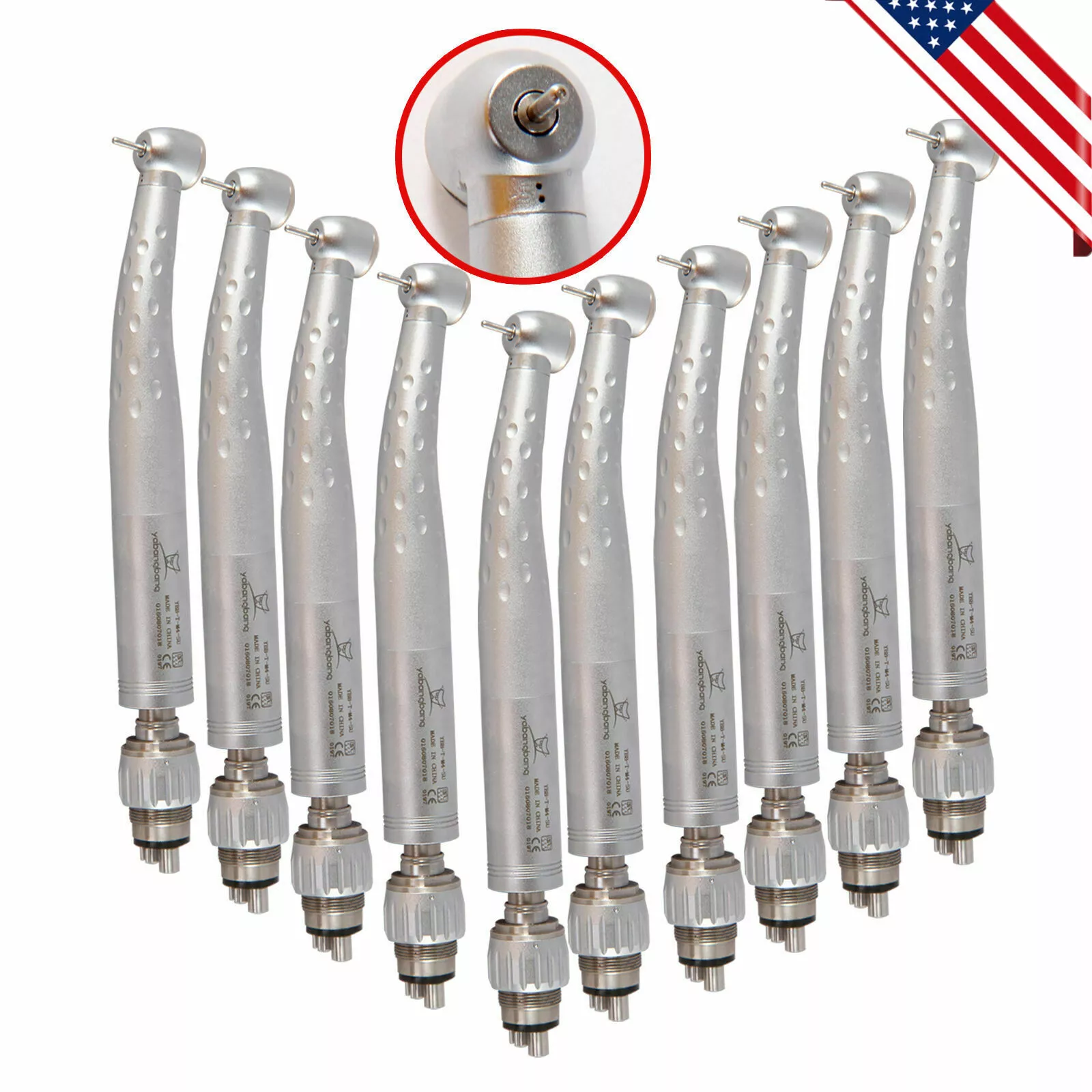 10 Pcs Dental High Speed Handpiece Standard Head Push w/ 4 Hole Coupler fit Kavo