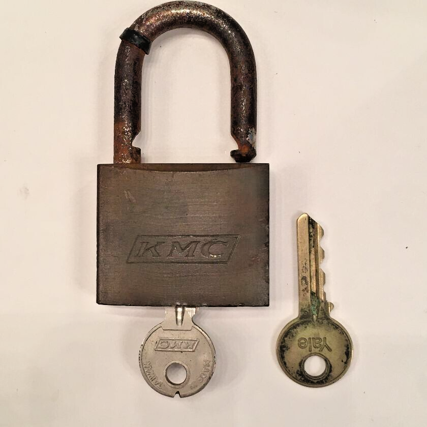 Vintage Solid Brass KMC Padlock with Original Key + extra