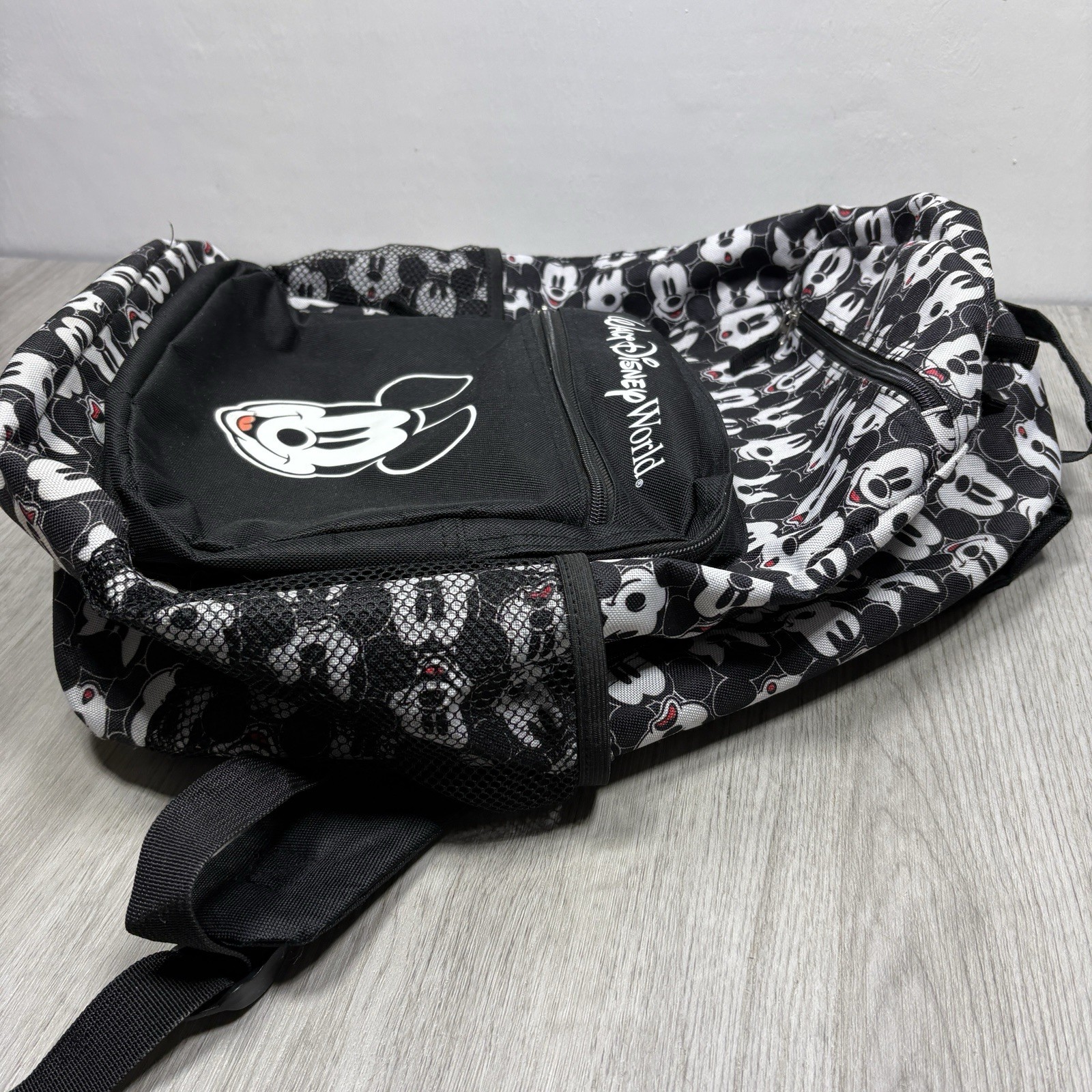 Walt Disney World Backpack Mickey Mouse All Over Print Mickey Net Side Pouches