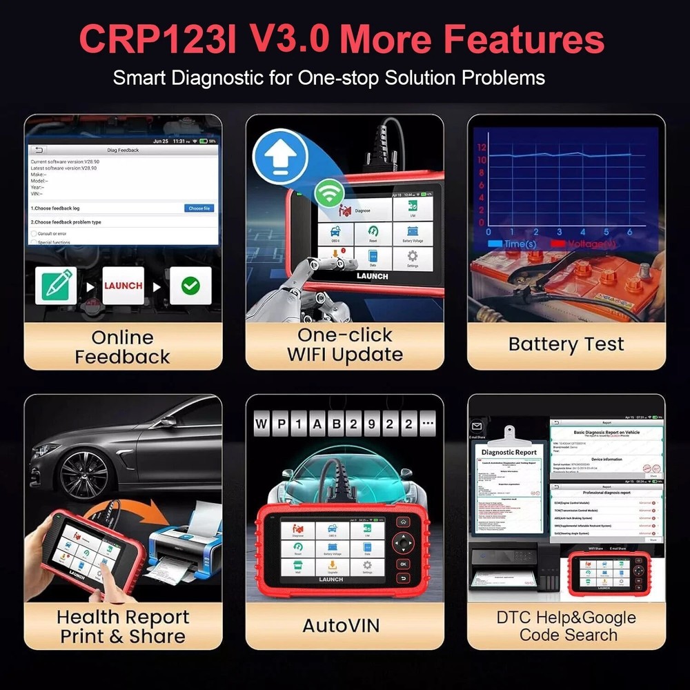 LAUNCH CRP123I V3.0 OBD2 Scanner ABS SRS TCM Engine Code Reader Car Diagnostic