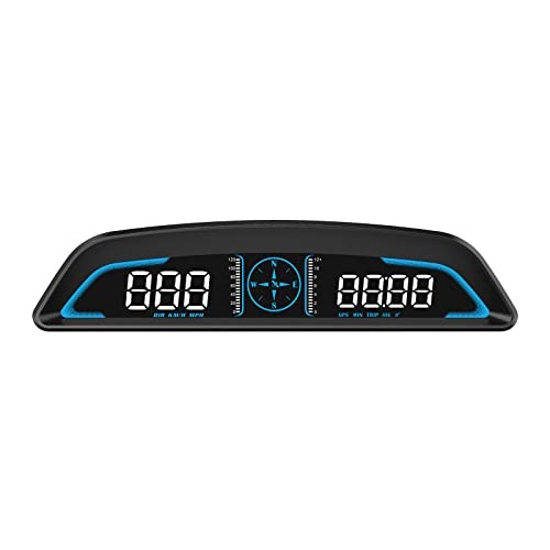 Car HUD Speedometer, 10 in 1 Head Up Display with Speed, Clock, Compass,