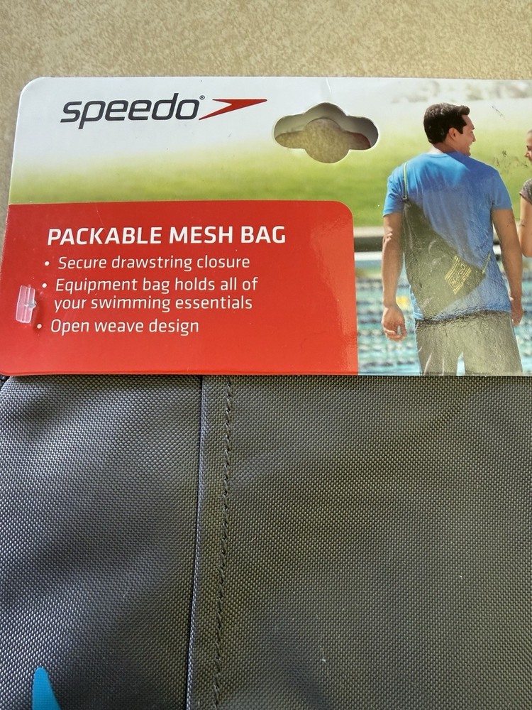 Speedo Packable Mesh Swimming Drawstring Bag - Gray/Yellow