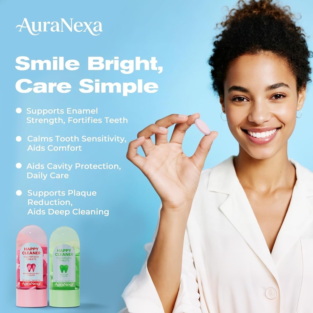 Auranexa Whitening Toothpaste Tablets – Remineralizing Nano Hydroxyapatite Ch...