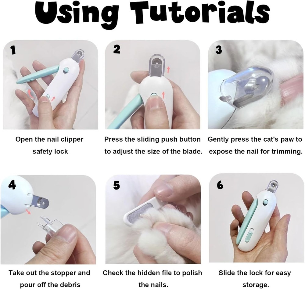 Adjustable Cat Nail Clipper to Avoid Excessive Cutting with Nail File