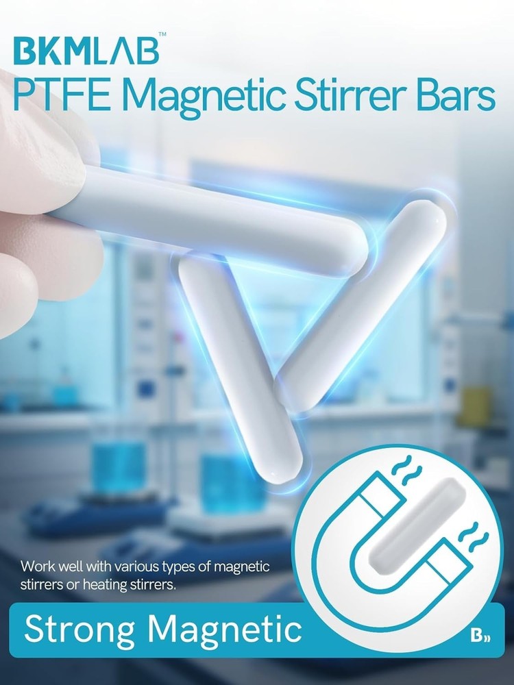 Cylindrical Magnetic Stir Bars - 8 Sizes for Efficient Laboratory Mixing