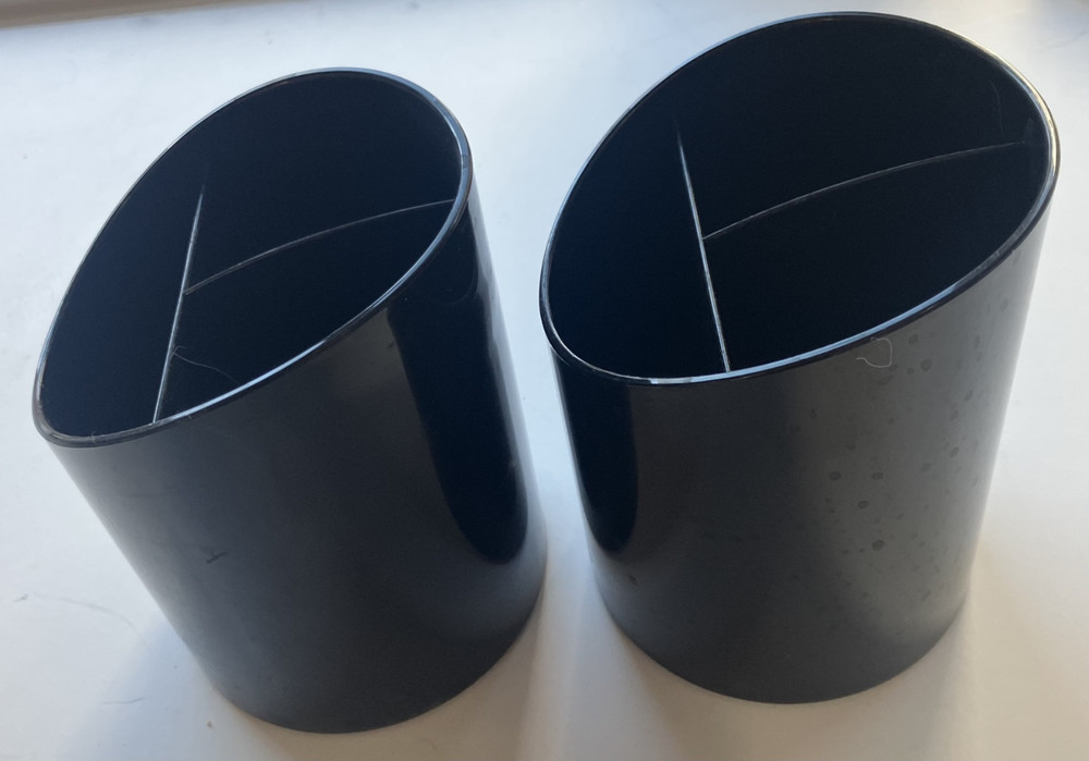 Two Black Plastic Three Compartments Newell Rubbermaid Supply Holders