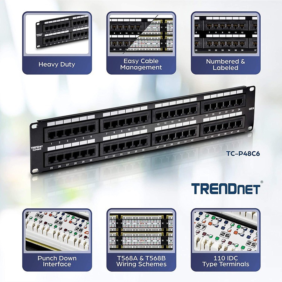 TRENDnet 48-Port Cat6 Unshielded Patch Panel (tcp48c6)