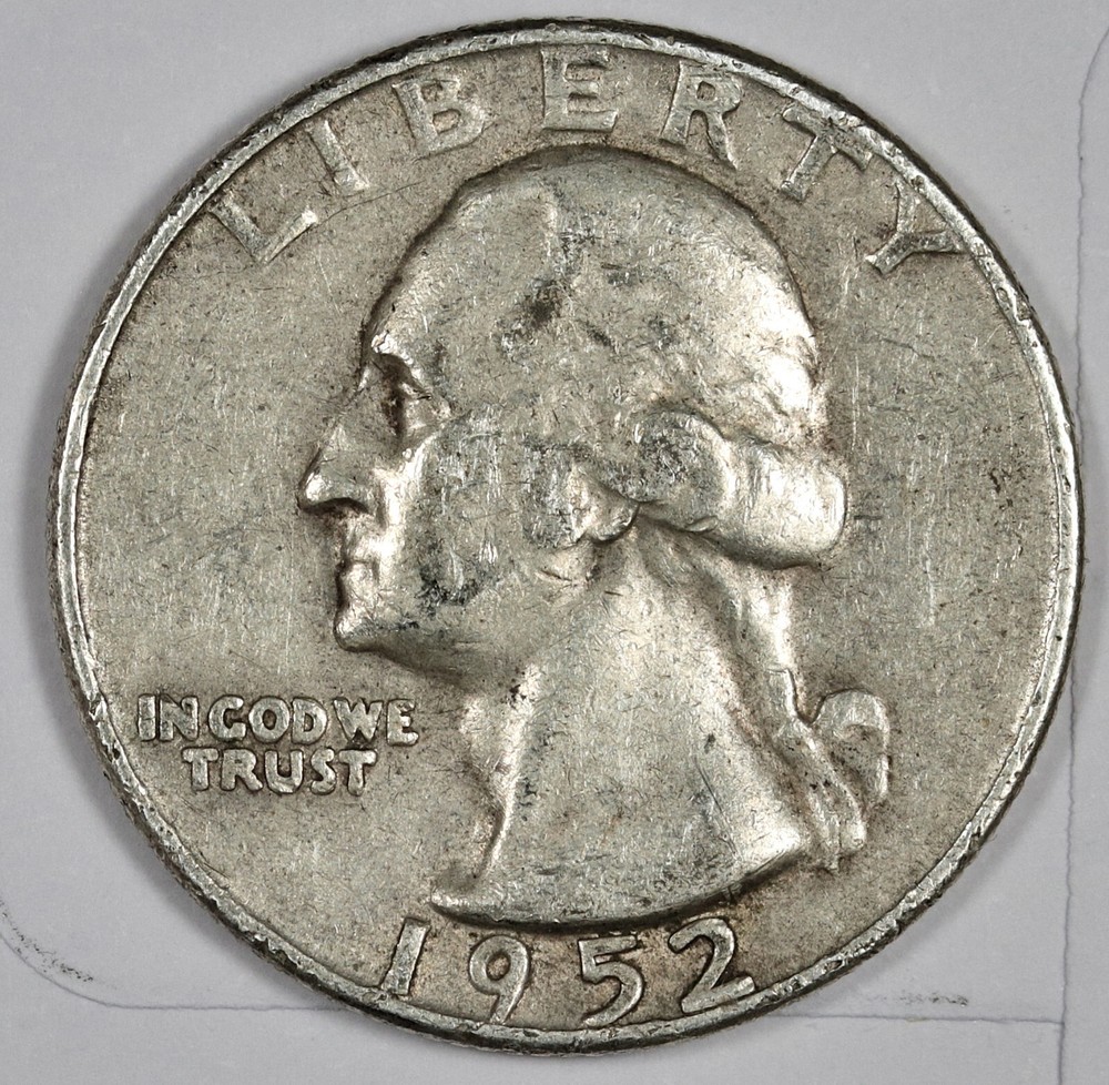 1952-d Washington Quarter.  Error.  Huge "D" Mint Mark.  190764