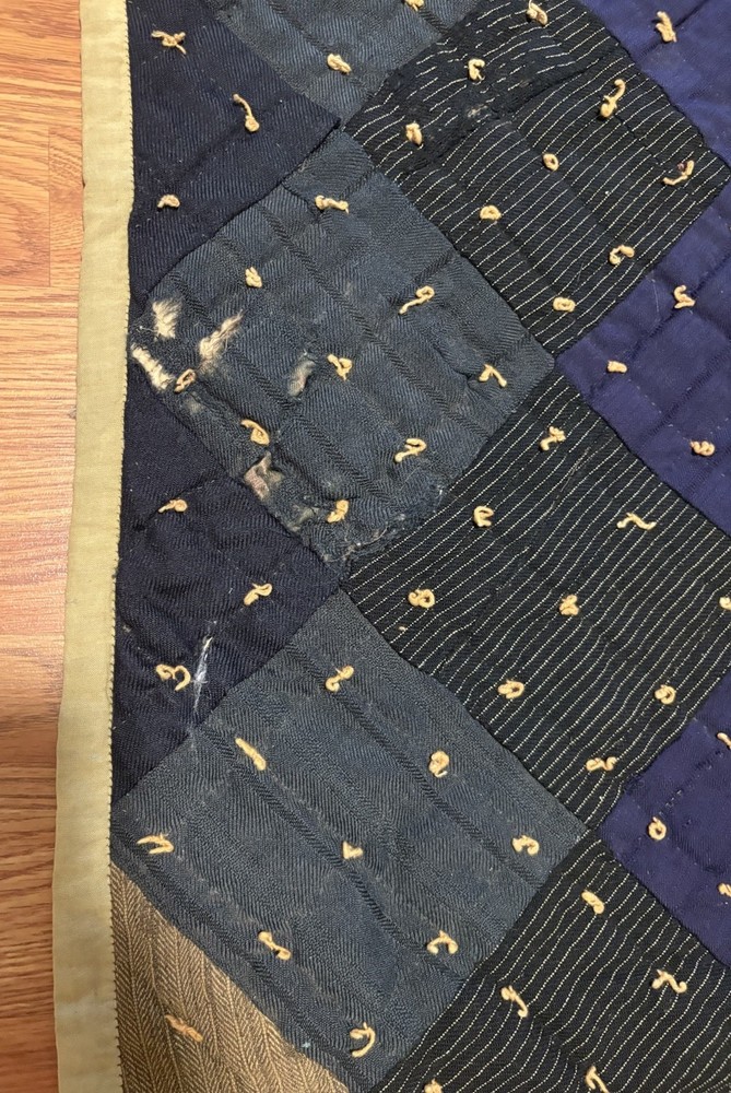 Antique Quilt Handmade 70 X 71 Patchwork Diamond Design Rustic